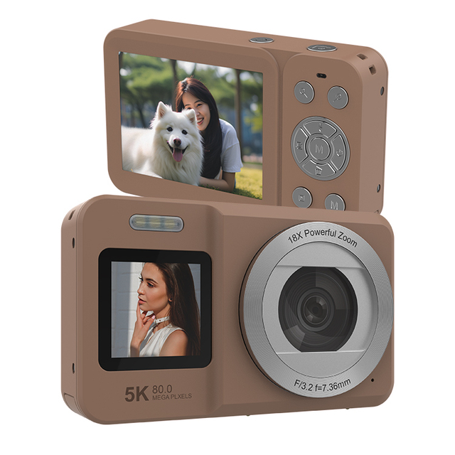 5K/30FPS 80MP Photo Video Digital Camera with Front Rear Dual Screen Auto Focus for Travel Records Photography