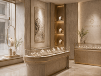 Boutique de bijoux de luxe, conception complète de magasin, mobilier intérieur personnalisé et solutions de vitrines