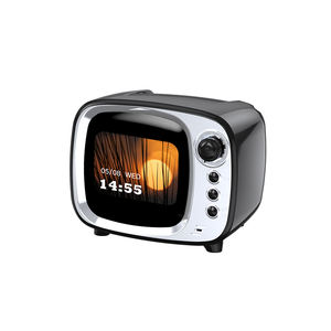 Haut-parleur sans fil à écran tactile Blue-tooth Retro TV Design Alarm Clock BT Active Stereo Sound Multifunctional White Noise Speaker - Product Image 1