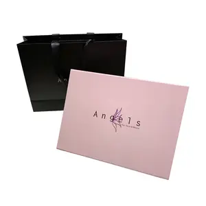 Luxury Custom Logo Pink Rigid Packaging Cardboard With Wrapping Paper Folding Box For Backpack Handbag Magnetic Gift Box