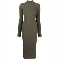 Robe mi-longue en tricot côtelé personnalisée à la mode robe pull décontractée pour femmes pour filles et élégantes à col montant et à découpes
