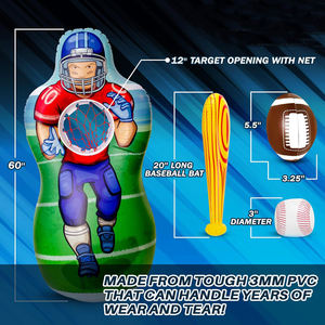 Juguete Inflable de Doble Cara para Lanzar Pelotas de Béisbol y Fútbol Americano, 5 Pies, con Bate Inflable Suave, Juegos Divertidos para el Patio Trasero y Fiestas - Product Image 2