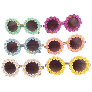 New Children's Flower Sunglasses Small Daisies Cute Small Flower Sunglasses Round <strong>Frame</strong> Petal <strong>Glasses</strong> <strong>Baby</strong> Girl Accessories - Product Image 1