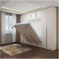 Lemari Tempat Tidur Lipat Tersembunyi Modern, Tahan Lama, dan Awet, Desain Putar, Tempat Tidur Murphy di Dinding
