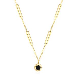 Collar de Cadena de Oro Hecho a Mano en Corea con Piedra Negra para Mujer, Joyería de Acero Inoxidable - Product Image 4