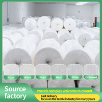 Rollo Jumbo de Tela No Tejida Spunlace 100% Algodón, Altamente Absorbente, 30gsm-270gsm, Personalizable, para Materia Prima de Productos de Cuidado Personal