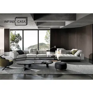 Minimalist italian designer dylan L shaped sofe set furniture living room salas modern luxury withe fabric sofa