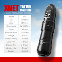 Xnet F2 2400Mah Kernloze Motor Elektrisch Tattoo Pistool 2.0-4.2Mm 7-Level Verstelbare Slag Professionele Draadloze Tattoo Penmachine