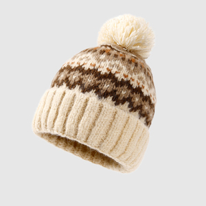 Bonnet tricoté Jacquard automne et hiver chapeau d'extérieur plus épais pour hommes et femmes avec motif de scène de plage imprimé pour les voyages - Product Image 3