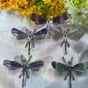 Tinh thể tự nhiên chữa bệnh đá Cánh Đá Quý đầy màu sắc fluorite bướm Khắc Cầu Vồng fluorite chuồn chuồn cho quà tặng - Product Image 2