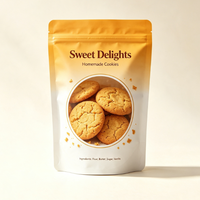 Sacs à biscuits directement de l'usine, pochettes personnalisées à fond plat avec fenêtre transparente, résistantes à l'huile et à l'humidité pour l'emballage de biscuits en détail