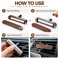 Diffuseur de parfum pour voiture personnalisé en bois de noyer avec accent métallique, aromathérapie rechargeable, désodorisant avec logo, parfum et boîte cadeau
