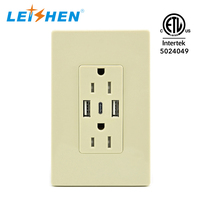 Façade de prise murale USA inviolable 15A/20A 125V incluse Prise TR Chargeur USB de sécurité pour enfants Prise murale ETL répertoriée