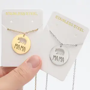 Wholesale Stainless Steel Mother's Day Gift Necklace Women Versatile Mama Bear Pendant Collar Chain Necklace