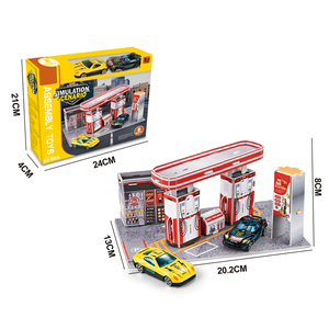 Puzzle per bambini più venduti blocchi fai da te 3D città stazione di benzina scena in lega di veicoli pressofuso parcheggio gioco giocattoli <span class=keywords><strong>set</strong></span> - Product Image 6