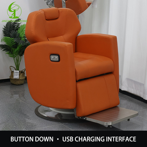 Fauteuil de Barbier Électrique Inclinable à 360° avec Massage, Chaise de Coiffure pour Femme, Chaise de Salon de Beauté Moderne en Cuir Véritable Pliable pour Centre Commercial et Salle de Sport - Product Image 3