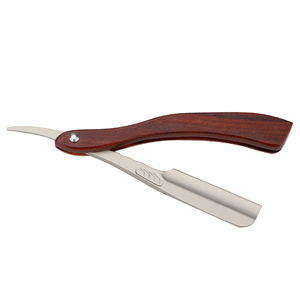 Rasoir droit en bois de luxe avec logo personnalisé, lame pliable en acier inoxydable de haute qualité pour les soins du corps et du visage par Barbers - Product Image 1