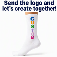 Chaussettes en tricot personnalisées avec logo, motif « Nice Jewish Boy » blanc, rayures bleues avec LOGO sur le dos du pied, OEM ODM, faible MOQ