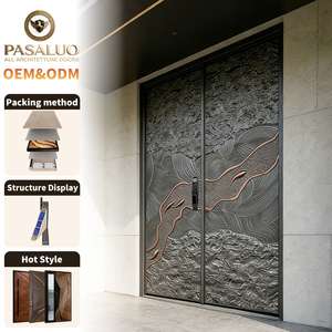Portes <span class=keywords><strong>d</strong></span>'<span class=keywords><strong>entrée</strong></span> extérieures résidentielles <span class=keywords><strong>en</strong></span> aluminium élégantes et abordables OEM PSL 2026 pour maisons et villas - Product Image 1