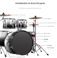 Customizable 5-drum and 3-cymbal Drum Set Jazz Percussion Instrument SD-1 Hot Selling Model