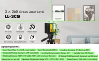 Niveau laser croisé vert industriel rechargeable 12 lignes, auto-nivelant pour la construction