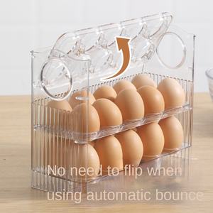 Kulkas Populer Tiga Lapis Plastik Bening Kotak Penyimpanan Pengawet Telur Multi Guna Wadah Nampan Telur untuk Pintu Kulkas - Product Image 2