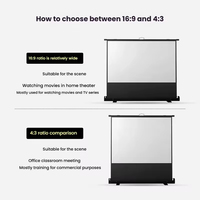 Écran de projection manuel pliable blanc pour sol, format 16:9, compatible 4K et 3D, portable et escamotable