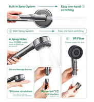 Pommeau de douche portable avec booster puissant, filtre de salle de bain pour usage en cuisine, toilettes et salle de sport