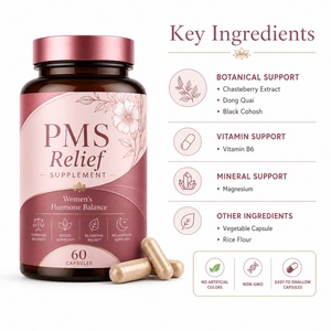 Complément Naturel de Soutien Hormonal PMS pour Femmes : Vitamine B6, Gousses de Gattilier, Dong Quai – 60 Gélules pour l'Humeur, les Ballonnements et le Système Immunitaire - Product Image 2