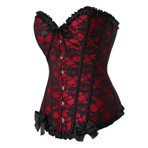 Ropa moldeadora adelgazante de talla grande personalizada, Floral recortadora de encaje, lencería Sexy con corsé rojo maduro para mujeres <span class=keywords><strong>tetonas</strong></span> - Product Image 6