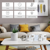 Reloj de Pared LED 3D EMAF, Reloj Despertador Digital con Temporizador, Luz Nocturna, Decoración para Almacén, Oficina, Sala de Estar, Reloj LED Digital