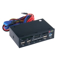Audio del Panel frontal del tablero de medios de PC de 5,25 pulgadas con SATA eSATA 2 x USB 3,0 y 6 x USB 2,0 Hub SD TF MMC M2 CF MS Lector de tarjetas