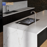 Dalles de quartz translucides de couleur crème de taille jumbo pour comptoirs