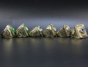 6 buah Set Cincin Kejuaraan Green Bay Packers, set cincin kejuaraan sepak bola dan cincin berlapis emas untuk pria keren - Product Image 2