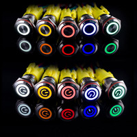 Lumière LED étanche IP65 5V/12V/24V/220V 10A avec interrupteur à bouton-poussoir en métal et plastique pour moteur de voiture rouge bleu