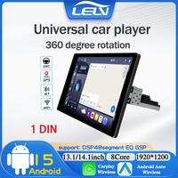 Autoradio Android 15 LELV pour voiture universelle, rotation à 360 degrés, GPS, écran tactile, WiFi intégré, audio haute résolution