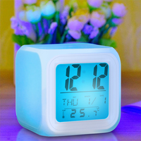 Réveil de bureau veilleuse à sublimation 7 couleurs avec mouvement électronique Caractéristiques Calendriers
