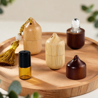 Botol Roller Minyak Esensial Kaca dengan Tutup Kayu Aromaterapi dan Serum Perawatan Kulit Botol Roller Ideal untuk Rumah Kantor Perjalanan