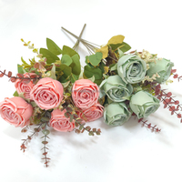 Massen preis 7 Köpfe Künstliche Blumen Rose Bunch Hochzeits feier Herzstück Benutzer definiertes Logo