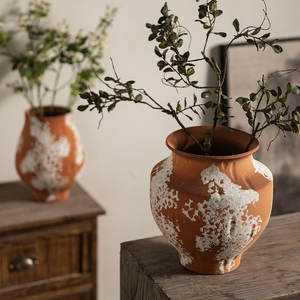 Jarrón de cerámica áspera hecho a mano <span class=keywords><strong>con</strong></span> arreglo floral viento tranquilo Zen intención rama seca jarrón decoración antigua - Product Image 4