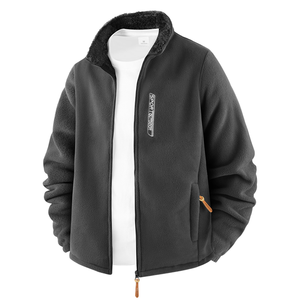 Giacca in Pile per Uomo, Grigio Scuro, con Zip Integrale e Collo Alto, Morbida e Calda, per Lavoro e Attività all'Aperto - Product Image 1