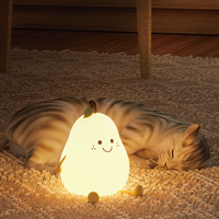 Lampe de table LED en forme de poire, lampe de chevet en silicone sans fil, lampes LED décoratives adorables, veilleuses colorées pour chambre à coucher