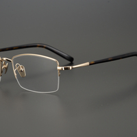 Lunettes de vue pour hommes en titane de haute qualité, demi-monture, lunettes optiques, monture en acétate, lunettes carrées