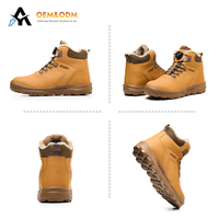 Bottes de travail d'hiver OEM, légères, respirantes, anti-choc, avec embout en acier, style baskets, en daim et toile, doublées fourrure