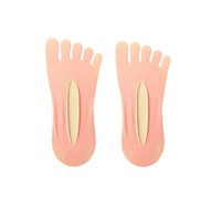 Chaussettes invisibles respirantes à cinq doigts antidérapantes pour femme, coupe basse, en maille rose et blanche, idéales pour l'été