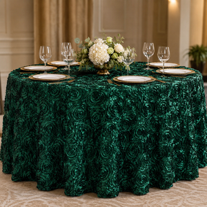 Custom Round 3D Rosette <b>Tablecloth</b> Polyester Rose Table Cover for Hotel Banquet Events - Product Image 1