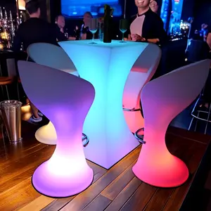 Night Club Bar Lounge Furniture Nightclub Illuminated Waterproof Led Bar Table Led Furniture High Top Cocktail Tables For Bar