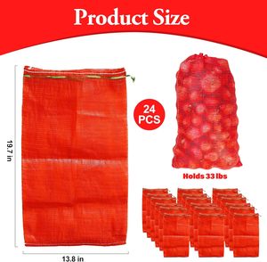 Disposable PE Mesh Drawstring <b>Storage</b> <b>Bags</b> for Fresh Produce Onions Vegetables <b>Potatoes</b> Citrus - Product Image 2