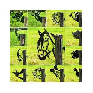 户外花园吊坠装饰镂空件园艺装饰金属牛桩农场偷窥动物牛金属艺术