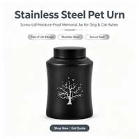 Urnas para Mascotas, Urnas de Cremación para Perros y Gatos, Contenedores de Almacenamiento Sellados de Acero Inoxidable, Artículos Conmemorativos para Cremación de Mascotas al por Mayor